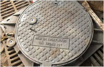 NẮP HỐ GA GANG CẦU KHUNG VUÔNG ÂM NẮP TRÒN NHC-A8090 TẢI 90T